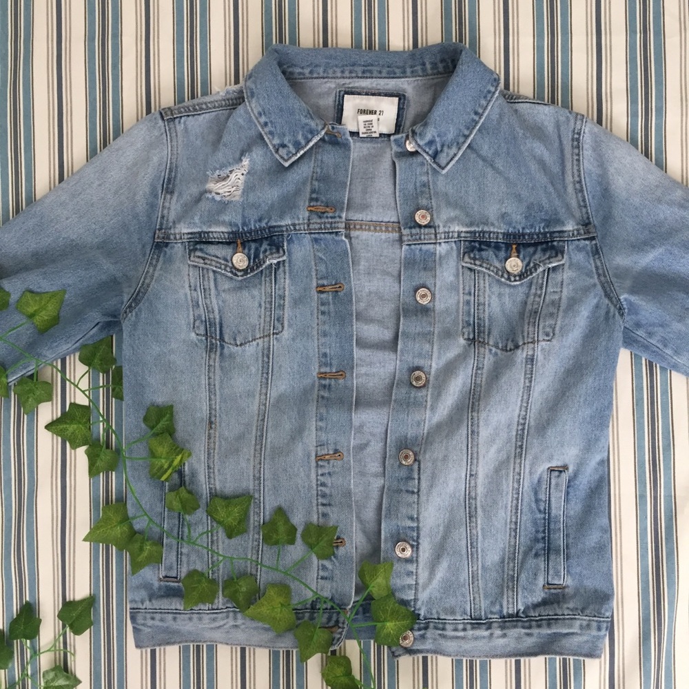 Light Wash Distressed Denim Jacket